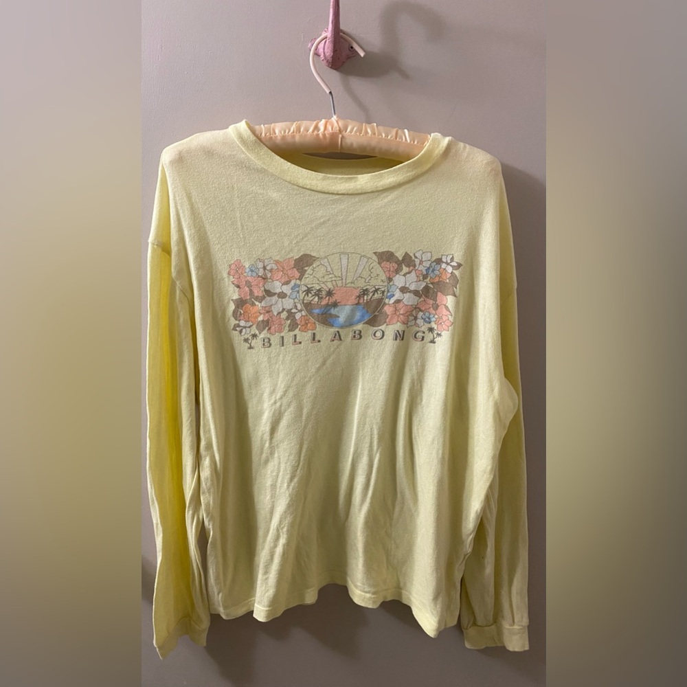 Billabong Yellow Floral Long Sleeve Tee
